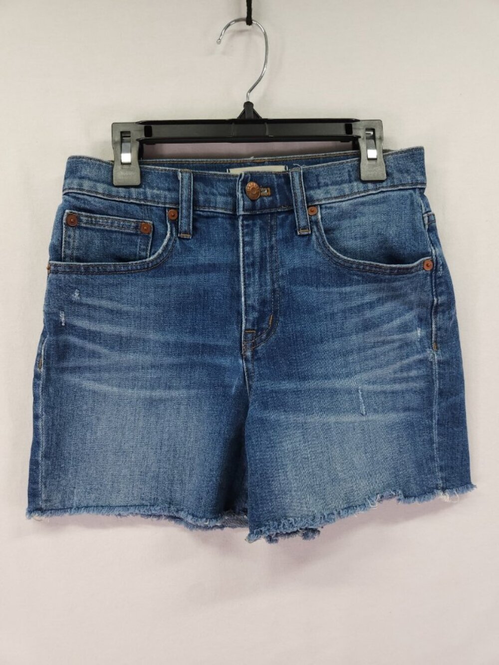 Madewell Womens Size 24 26x4 High Rise Denim Shorts Medium Wash Cutoff Raw Hem